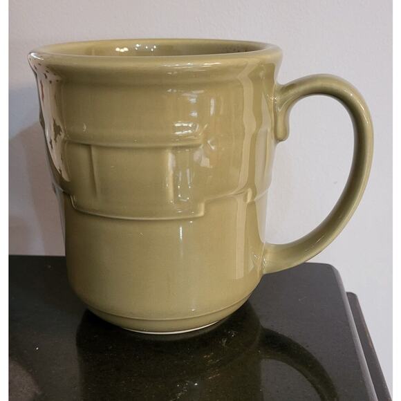 3 Longaberger Woven Traditions Pottery Heritage Sage Green Coffee Mugs - Picture 4 of 8